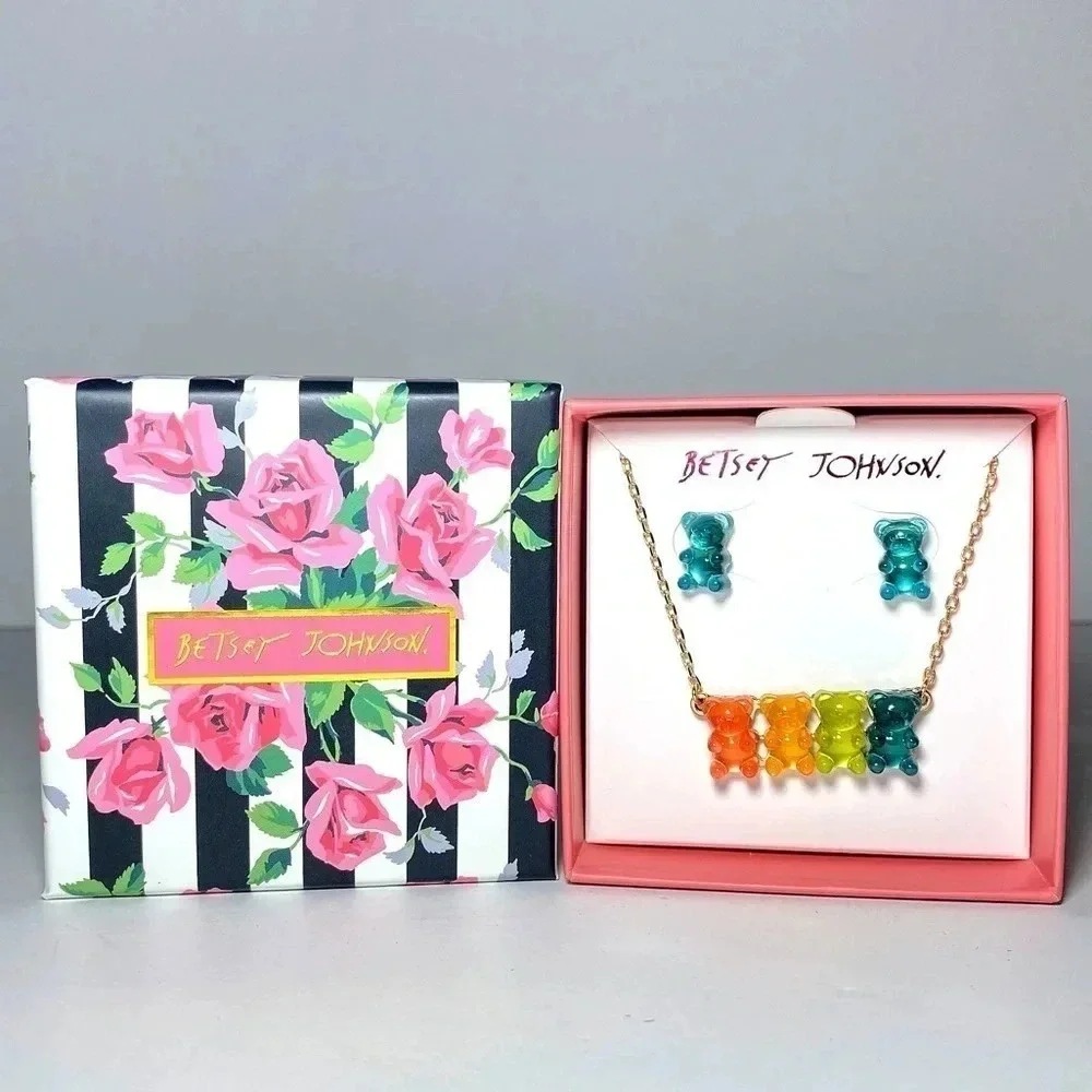 Betsey Johnson Gummy Bear Necklace & Earrings Gift Set